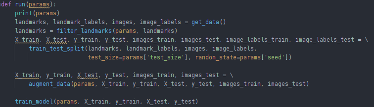 The code to train the model
