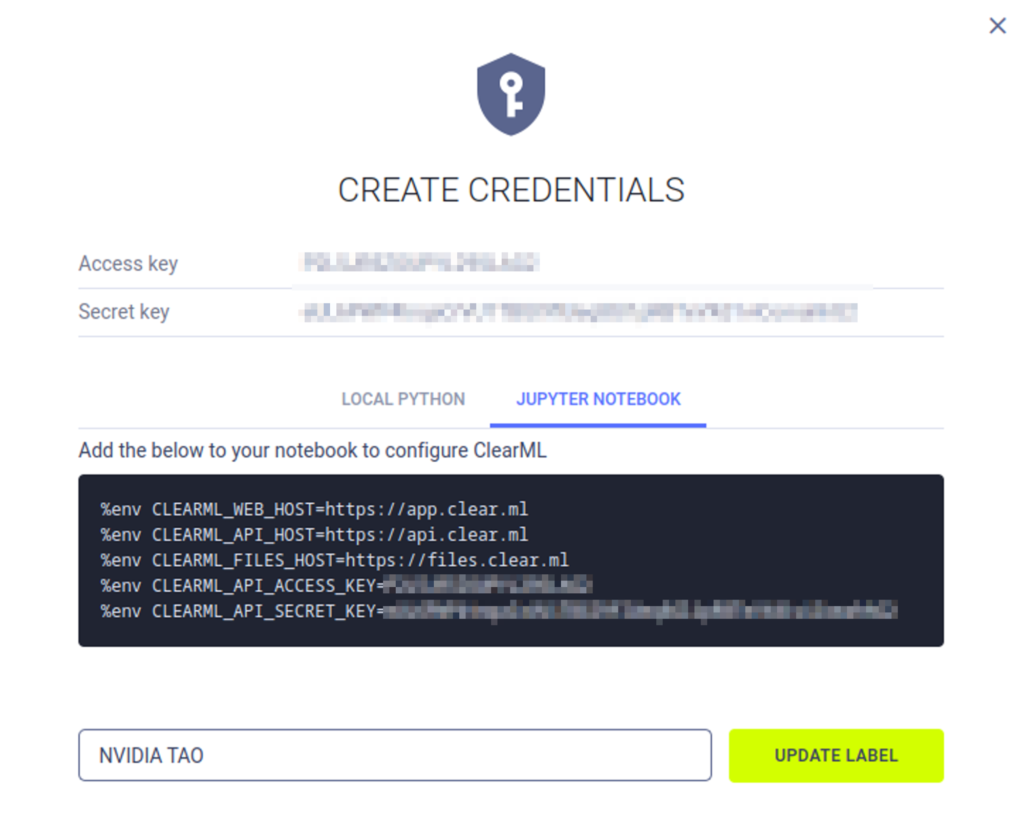Create credentials