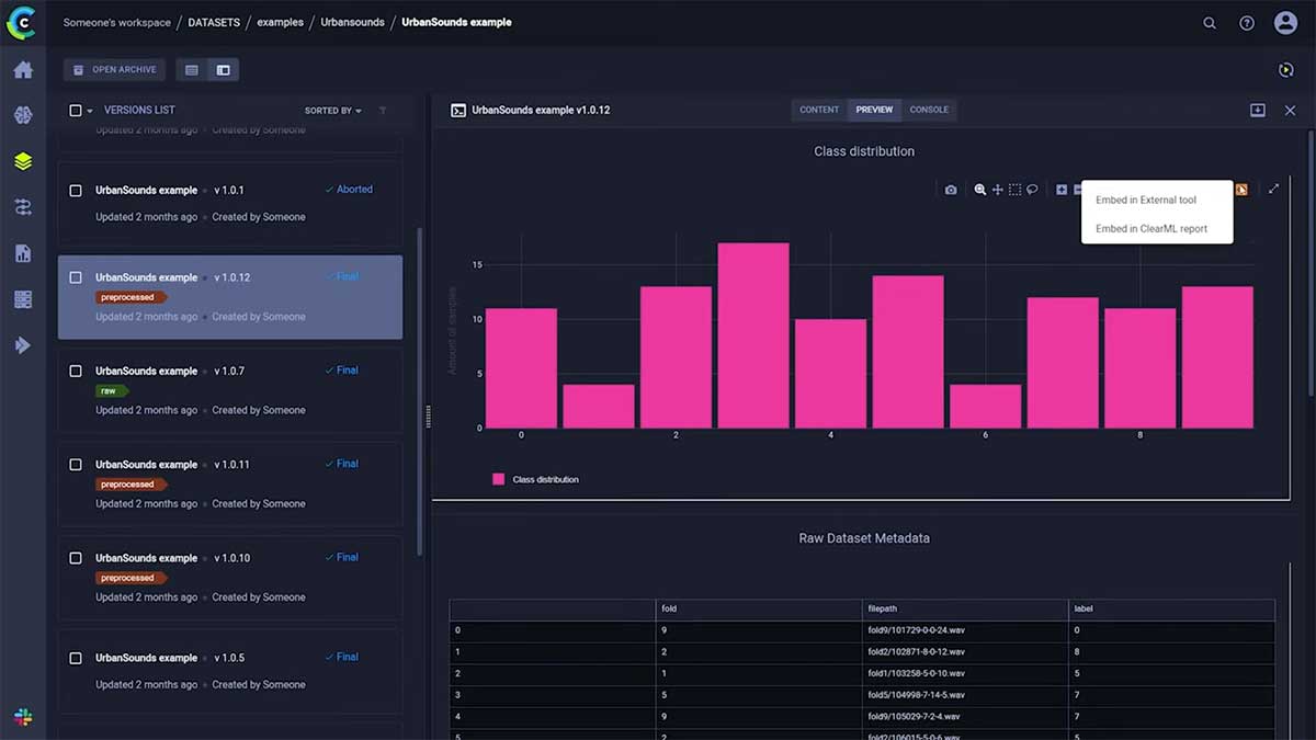 Report modifications demonstrating integrated nature of ClearML report options