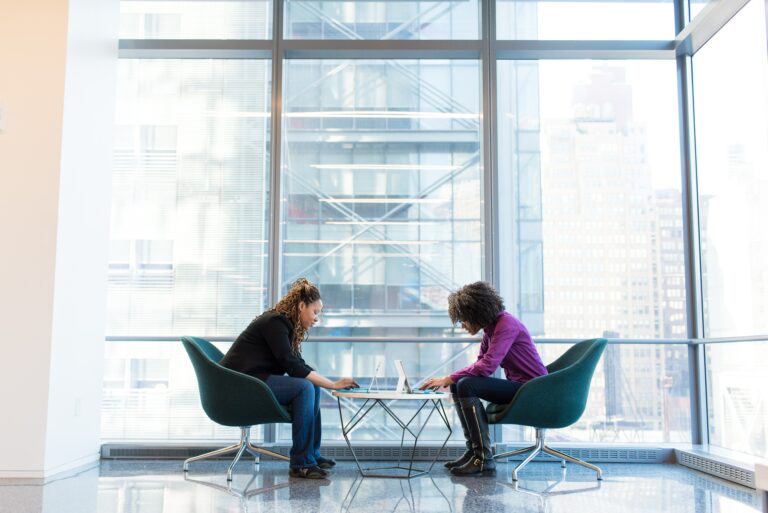 A pair of colleagues working together